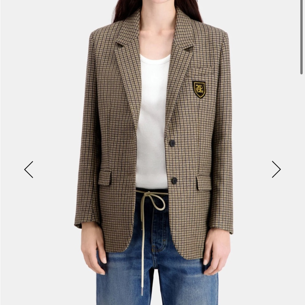 The Kooples Brown Checkered Blazer Size 38